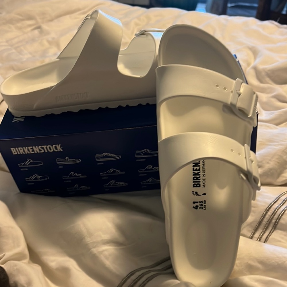 Birkenstock foam sandals womens 10 mens 8 in white. Brand new. - Picture 1 of 6